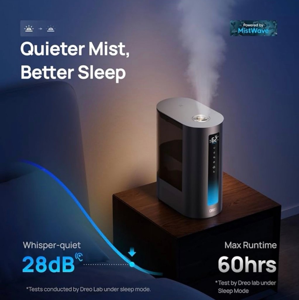 Quiet nighttime humidifier